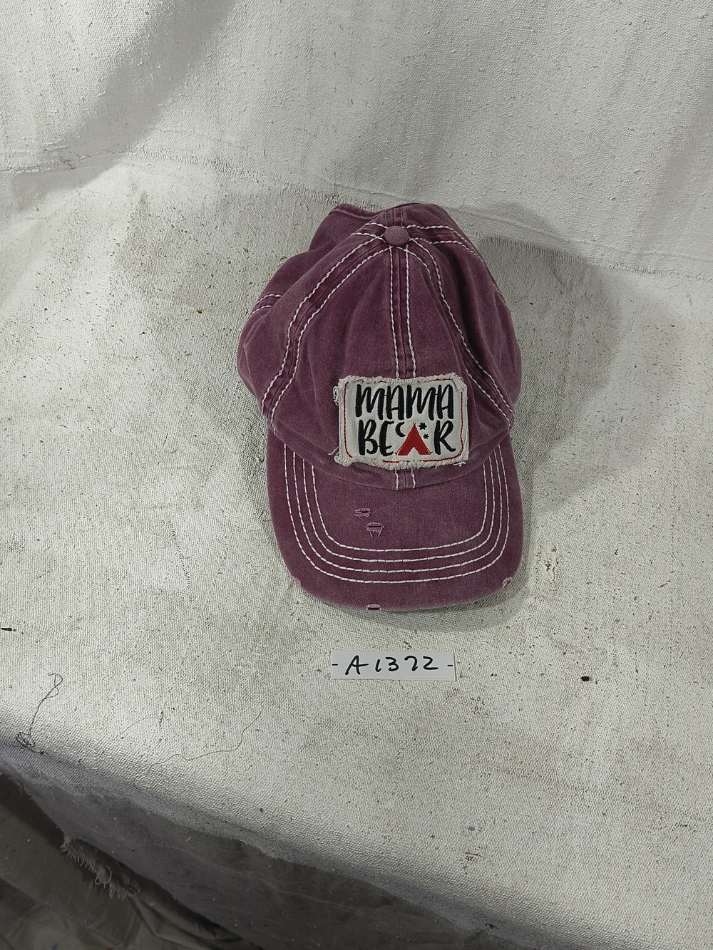 Mama Bear Vintage-Style Distressed Dusty Plum Adjustable Cap